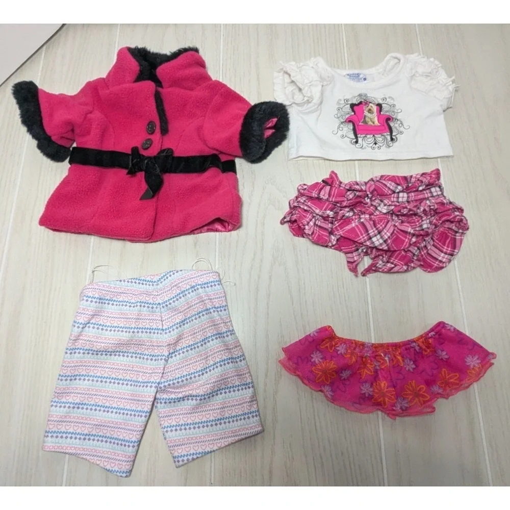 Build a bear workshop clothes‎ pink black coat skirt dog shirt pants lot